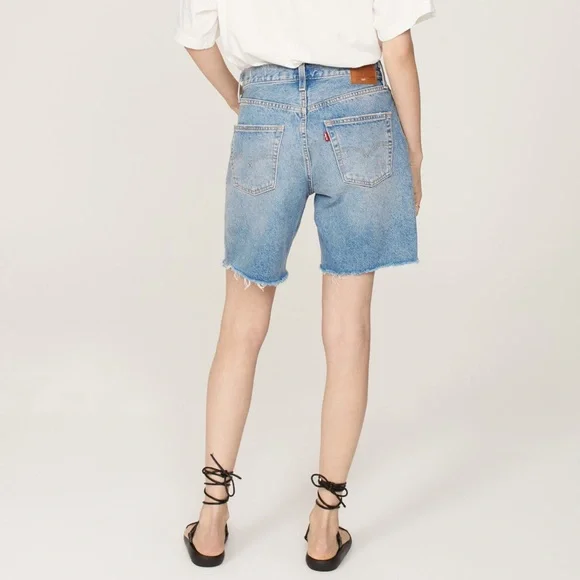 New Levi’s 501 90’s  Patchwork shorts anniversary edition light wash jean - Picture 4 of 14